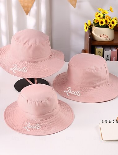  Chapéu de balde infantil com nome personalizado, presente personalizado para atividades ao ar livre, chapéu de sol bordado com fonte e cor personalizadas, boné respirável de secagem rápida para