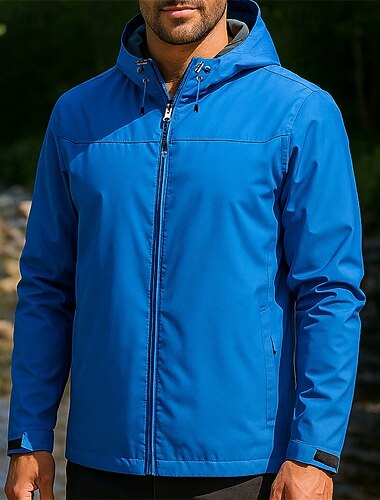  Herren Windjacke Softshelljacke Wanderjacke Außen Wasserdicht Winddicht Schnelltrocknend Leicht Wanderoutfits Wanderbekleidung Frühling Herbst Jacke Tennis Golfspiel Laufen Tarnung Blau