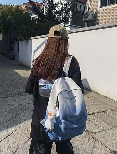  Men's Women's Backpack School Bag Bookbag Functional Backpack School Backpack Bookbag School Nylon Adjustable Large Capacity Lightweight Zipper Blue Green Khaki
