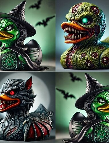  Estatueta de pato de resina de bruxa das trevas para Halloween, decoração de festa de pato mutante de lobisomem gótico de terror, artesanato de resina assustador para mesa, prateleira ou exibição de