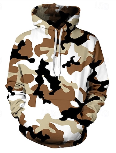  Per uomo Felpa con cappuccio Blu Marrone Verde Con Cappuccio Mimetico Tasca Sport & Outdoor Quotidiano Ferie Poliestere Streetwear Essenziale Casual Primavera Autunno Abbigliamento Felpe con cappuccio