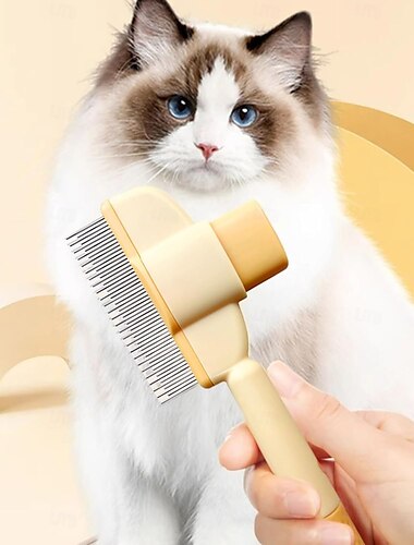  Kam voor het verwijderen van dierenhaar met ontgrendelingsknop, kam voor het verwijderen van dierenhaar met vlooien, voor lang- en kortharige honden of katten
