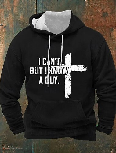  Men's Hoodie Black White Light Grey Dark Gray Hooded Letter Cross Pocket Sports & Outdoor Daily Holiday Polyester Streetwear Basic Casual Spring Fall Clothing Apparel Hoodies Sweatshirts