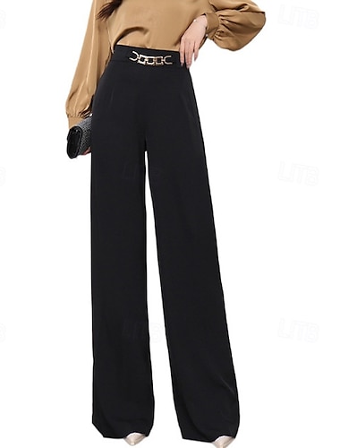 Per donna Gamba larga Pantaloni Pantaloni Palazzo Moda Streetwear Lunghezza intera Vita Alta Semplice Traspirabilità Confortevole Micro-elastico Streetwear Abbigliamento quotidiano Uscire Nero Bianco