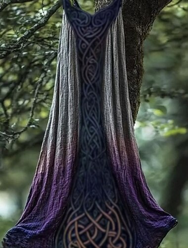  Mujer Vestido Midi Vestido informal Vestido de Columpio Vestido de verano Vestido bohemio Vintage Moda Diario Playa Fin de semana Ajuste regular Graphic Sin Mangas Cuello Barco Morado Verano Primavera