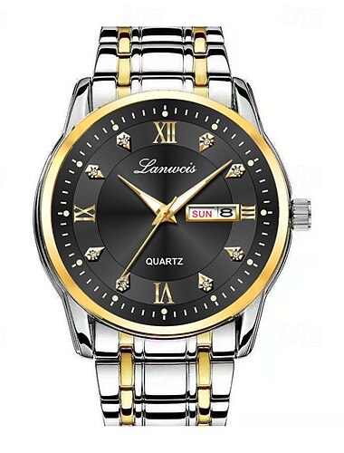  1 origineel herenhorloge met stalen band in zakelijke stijl, waterbestendig met IPX7, lichtgevende kalender en dagweergave, multifunctioneel, modieus en trendy quartzhorloge, geschikt voor reizen,