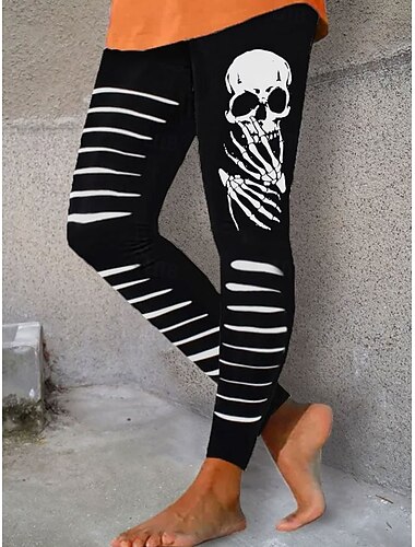  Dame Leggings Ferie Årgang Mote Ankel-lengde Høy MidjePantsHalloween Grafisk Gresskar Printer Myk Pustende Elastisk Formell utendørs Feriereise Hvit Blå Lilla Oransje Vår Høst Vinter Slank Fasong