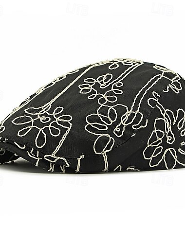  Herre Flad kasket Ascot Hat Newsboy Hat Sort Kakifarvet 100% bomuld Mode Afslappet Gade Daglig Blomstret Justérbar Solcreme Åndbart