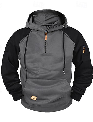  Pánské Kapuce Mikina se zipem na čtvrtletí Fialová Námořnická modř Velbloudí Tmavě šedá Kapuce Barevné bloky Slátanina Kapsy Sporty a outdoor Denní Dovolená Polyester Šik ven Základní Na běžné nošení