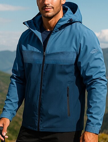  Herren Windjacke Softshelljacke Wanderjacke Außen Thermik Wasserdicht Winddicht Warm Wanderoutfits Wanderbekleidung Winter Herbst Oberteil Camping / Wandern / Höhlenforschung Laufen Patchwork Blau