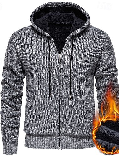  Herren Strickjacke Kurzer Pullover Reißverschluss-Pullover Strickpullover Gerippt Stricken Normale Oberteile Tasche Fleece Einfach Mit Kapuze Mode Klassisch Urlaub Alltagskleidung Bekleidung Herbst