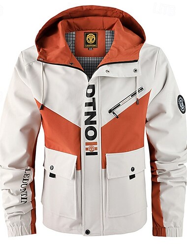  Ανδρικά Σακάκι εξωτερικού χώρου Casual Jacket Διακοπές Καθημερινά Αντιανεμικό Διατηρείτε Ζεστό Τσέπη Φθινόπωρο Χειμώνας Συνδυασμός Χρωμάτων Γράμμα Μοντέρνα Κλασσικό Με Κουκούλα Κανονικό