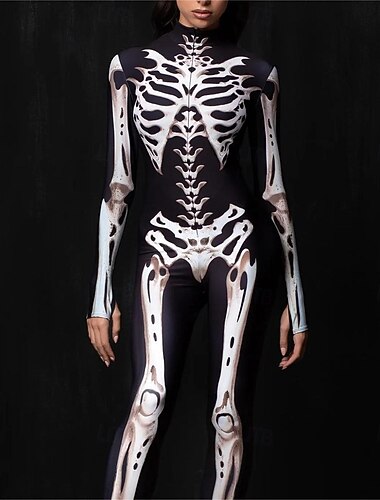  Skelet Halloween Bodysuit Kattedragt til hele kroppen Skræmmende kostume Børne Voksne Herre Dame Drenge Halloween Karneval De dødes dag Ydeevne Fest Natklub Nemme Halloween kostumer Klæd dig ud