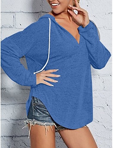  Women's Pullover Hoodie Sweatshirt Plain Casual Long Sleeve Hooded Regular Tops Street Dailywear Black Pink Blue Gray Fall Winter