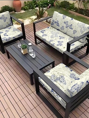  Utendørs sitteputetrekk til terrasse blomstergarnfarget mikrofibertrekk