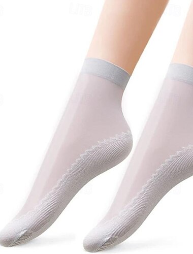  5 pares de calcetines de algodón antideslizantes y sedosos, medias cortas de verano de cristal transparente para mujer, de nailon fino transpirable con suela suave, cómodos calcetines invisibles hasta el tobillo color piel.