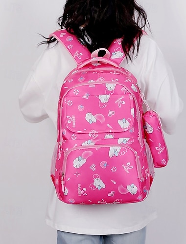  Crianças Para Meninos Para Meninas mochila Mochila Escolar Escola Desenho Animado Oxford Ajustável Grande Capacidade Prova-de-Água Ziper Estampado Preto Rosa Azul