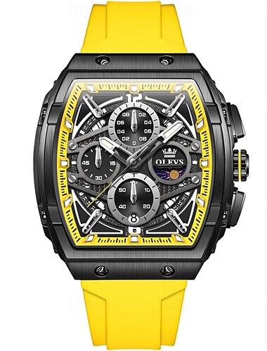  OLEVS Men Quartz Watch Luxury Large Dial Fashion Business Luminous Calendar Chronograph Waterproof Silicone Watch