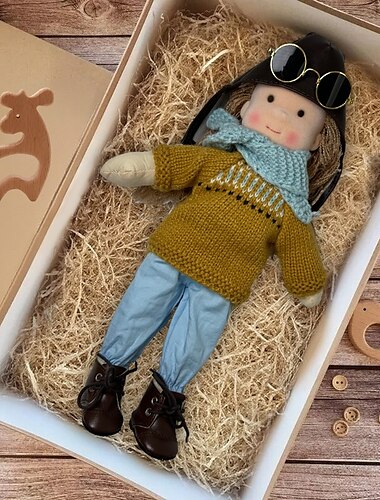  Handmade Waldorf Doll Baby Girl with Clothes Sets - 11.8 Inch Soft Plush Doll for Toddlers Ideal Christmas Gift for Kids