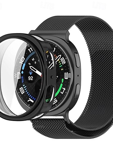 حزام إلى Samsung Galaxy ساعة 8 40/44 مم ساعة 8 كلاسيك 46 مم شاهد الترا ستانلس ستيل إستبدال حزام مع حالة مشبك مغناطيسي عقدة ميلانزية معصمه