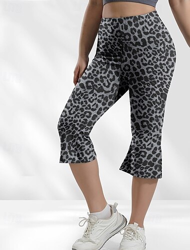  Mulheres Calças Capri Leggings Roupa de rua Casual Comprimento da panturrilha Cintura Alta Leopardo Cintura elástica Imprimir Respirabilidade Com Stretch Férias Rua Roupa Diária Preto Café Cinzento