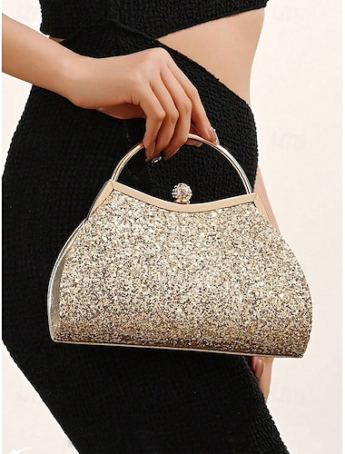  Γυναικεία βραδινή τσάντα clutch με γκλίτερ – λαμπερή χρυσή τσάντα χειρός με αλυσίδα, κομψή τσάντα για πάρτι, γάμους, χορούς αποφοίτησης και κοκτέιλ εκδηλώσεις