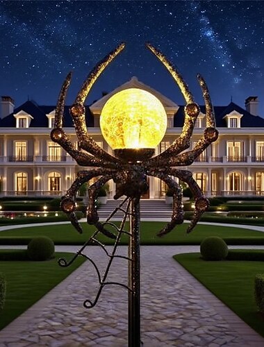  Outdoor Courtyard Solar Spider Iron Lamp Luminous Decoration  1PC