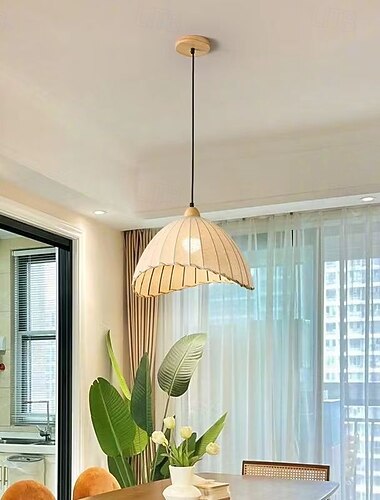  Lampa wisząca inspirowana naturą, materiał tekstylny, wysokość 20 cm, ciepłe białe/białe światło, e26 e27, regulowany łańcuszek