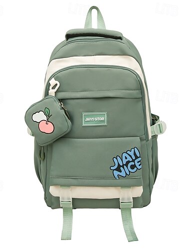  roze en witte tienerrugzak met schattige patch en zakje – kawaii schooltas voor meisjes, klaar voor terug naar school