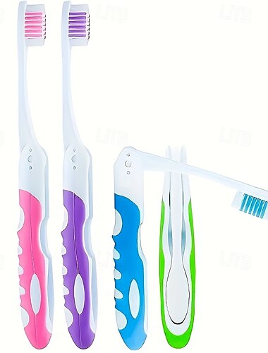  Confezione da 4 spazzolini da denti portatili pieghevoli di colore casuale con setole morbide, adatti per campeggio, escursionismo e viaggi con zaino in spalla, un articolo indispensabile quando si