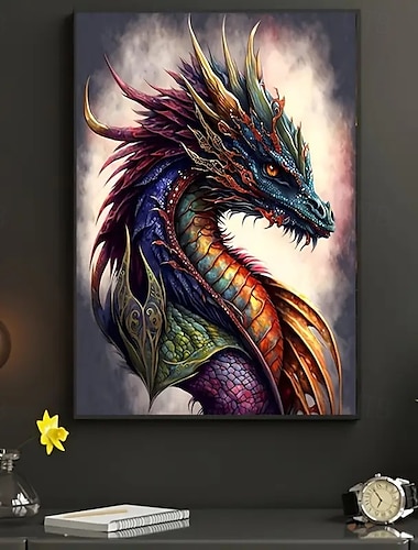  buntes Drachen-Leinwand-Kunstplakat, rahmenlose moderne Wanddekoration für Wohnzimmer und Schlafzimmer