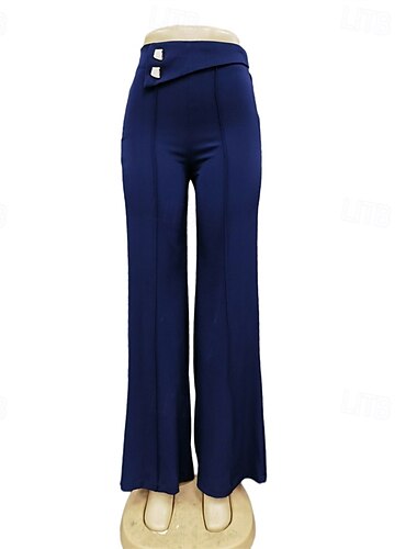  Mulheres Social Perna larga Calças Moda Roupa de rua Comprimento total Cintura Alta Tecido Respirabilidade Confortável Rua Roupa Diária Para Noite Preto Branco Vermelho Azul Royal Primavera Outono