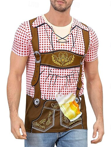  Oktoberfest Lederhosen-trykk T-skjorte Bayersk München Tysk Graphic Til Herre Voksne Karneval Oktoberfest øl 3D-utskrift Fest Fritid / hverdag