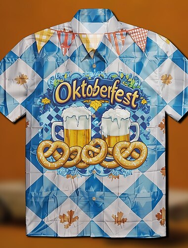  Oktoberfest Bier Brezel Hawaii-Hemden Aloha-Hemd Bayerisch München Deutsch Grafik Für Herren Erwachsene Karneval Oktoberfestbier 3D-Druck Urlaub Party