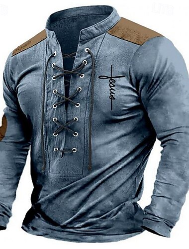  Homens Moletom Azul Cáqui Cinzento Colarinho Clerical Bloco de cor Cruz Cordões Patchwork Desportos e Ar livre Diário Feriado Poliéster Roupa de rua Básico Casual Primavera Outono Roupa Moletons