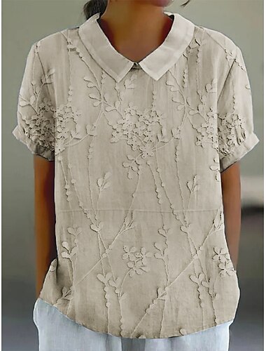  Per donna Camicia Floreale 3D Quotidiano Casual Manica Corta Colletto a Camicia Top Regolari Quotidiano Ferie Bottoni Stampato Bianco Giallo Rosa Blu Cachi Estate Primavera