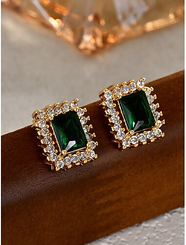  Zilveren vierkante zirkonia oorbellen voor dames met dubbele halo - elegante feestsieraden voor modieuze dames