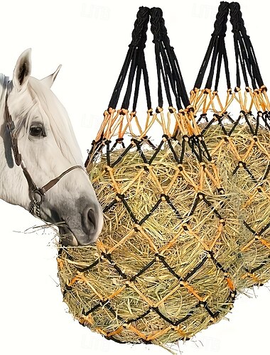 רשת דשא ארוגה בעלת קיבולת גבוהה, עשויה פוליאסטר עמיד, לסוסים, כבשים וחמורים. &רצועות כתומות 35.43 מידה גדולה מושלמת לחיות משק, גישה להאכלת מזין לחיות משק   רשת דשא ארוגה בעלת קיבולת גבוהה, עשויה פוליאסטר עמיד, לסוסים, כבשים וחמורים. &רצועות כתומות 35.43 מידה גדולה מושלמת לחיות משק, גישה להאכלת מזין לחיות משק