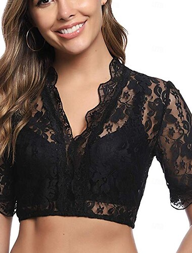  Oktoberfest Renda Cortado Blusa Dirndl Empregada Bávaro Alemão Munique prados Mulheres Carnaval Festa Pano de Estilo Tradicional