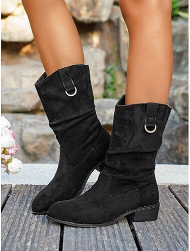  Bottes mi-mollet en similicuir à imprimé tigre pour femme – bottes souples de style western avec boucle, chaussures d'automne décontractées et élégantes