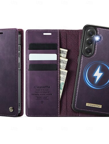  telefon fodral Till Samsung Galaxy S25 S24 S23 S22 S21 S20 Ultra Plus FE Fällock Avtagbar Magnet Stöd för trådlös laddning TPU PU läder
