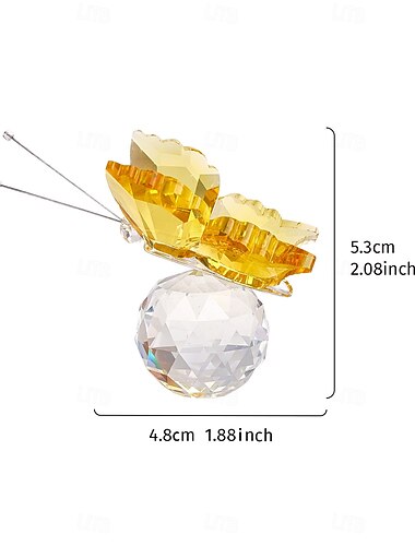  Estatueta de borboleta de cristal com base de globo transparente, elegante escultura de animal de vidro para decoração de casa, enfeite de borboleta transparente para prateleira, mesa ou exibição de