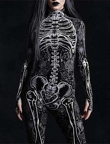  Skelet Halloween Bodysuit Kattedragt til hele kroppen Skræmmende kostume Børne Voksne Herre Dame Drenge Halloween Karneval De dødes dag Ydeevne Fest Natklub Nemme Halloween kostumer Klæd dig ud