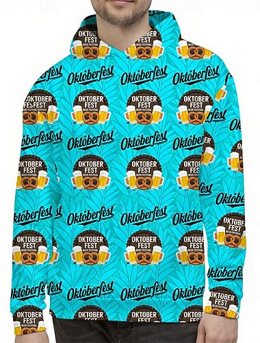  Oktoberfest Bière Bretzel Sweat à capuche Pull Bavarois Munich Allemand Graphique Pour Homme Adulte Carnaval Oktoberfest Impression 3D Soirée Décontracté Quotidien