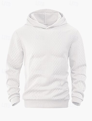  Homens Moletom Preto Branco Verde Tropa Cáqui Cinzento Com Capuz Tecido Jacquard Estriado Textura Textura de malha Desportos e Ar livre Diário Feriado Poliéster Roupa de rua Básico Casual Primavera