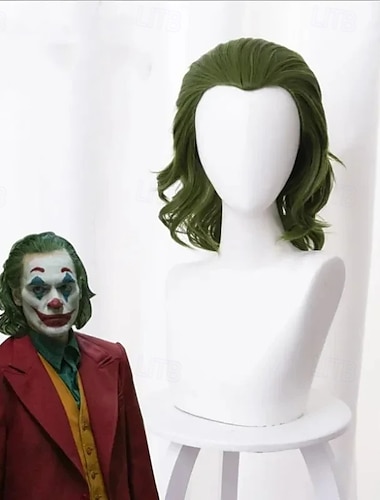  Clown Wig Green Wigs For Cosplay  Wig Mens Boys Short Wavy Hair Wig For Party Halloween Wigs St.Patrick's Day Wigs