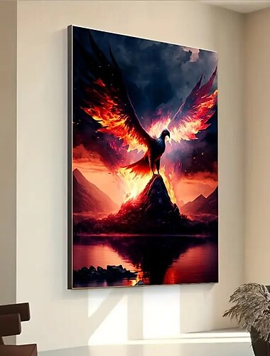  Poster su tela con tema fenice rinascita, decorazione per soggiorno e camera da letto, stampe di dipinti a olio senza cornice, ritratto, uso interno, tema fenice, arte murale per casa e sala da