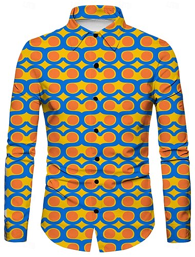  Retro vintage Jaren '70 Hemd Schijf Meetkundig Psychedelisch Kostuum Voor heren Halloween Carnaval muziekfestival Prideparade Retro themafeest Volwassenen Hemd