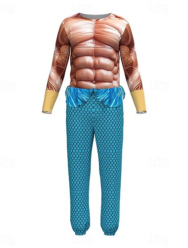  Aquaman i Zaginione Królestwo Aquaman Kostium Cosplay Jednoczęściowy Cosplay Kostiumy z filmów for Męskie Doroślu Bal maskowy Spektakl Halloween