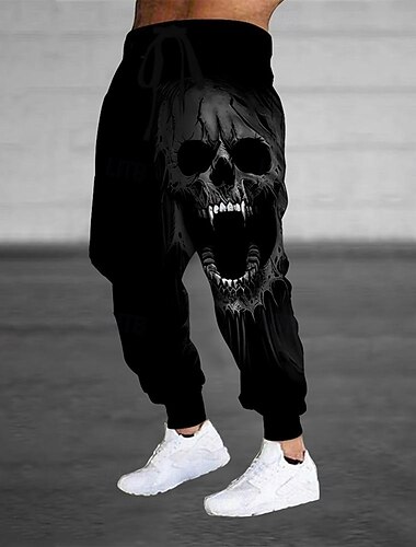  Pánské Smrt Halloweenské kostýmy Lebky Tepláky Běžec Kalhoty Středně vysoký pas Stahovací šňůrka v pase Temný gotický styl Běhání Streetwear Cvičení Sportovní tepláky s kapsami Jaro Podzim 3D tisk